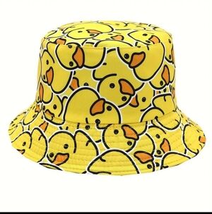 Yellow Duck Pattern Bucket Hat, Adult